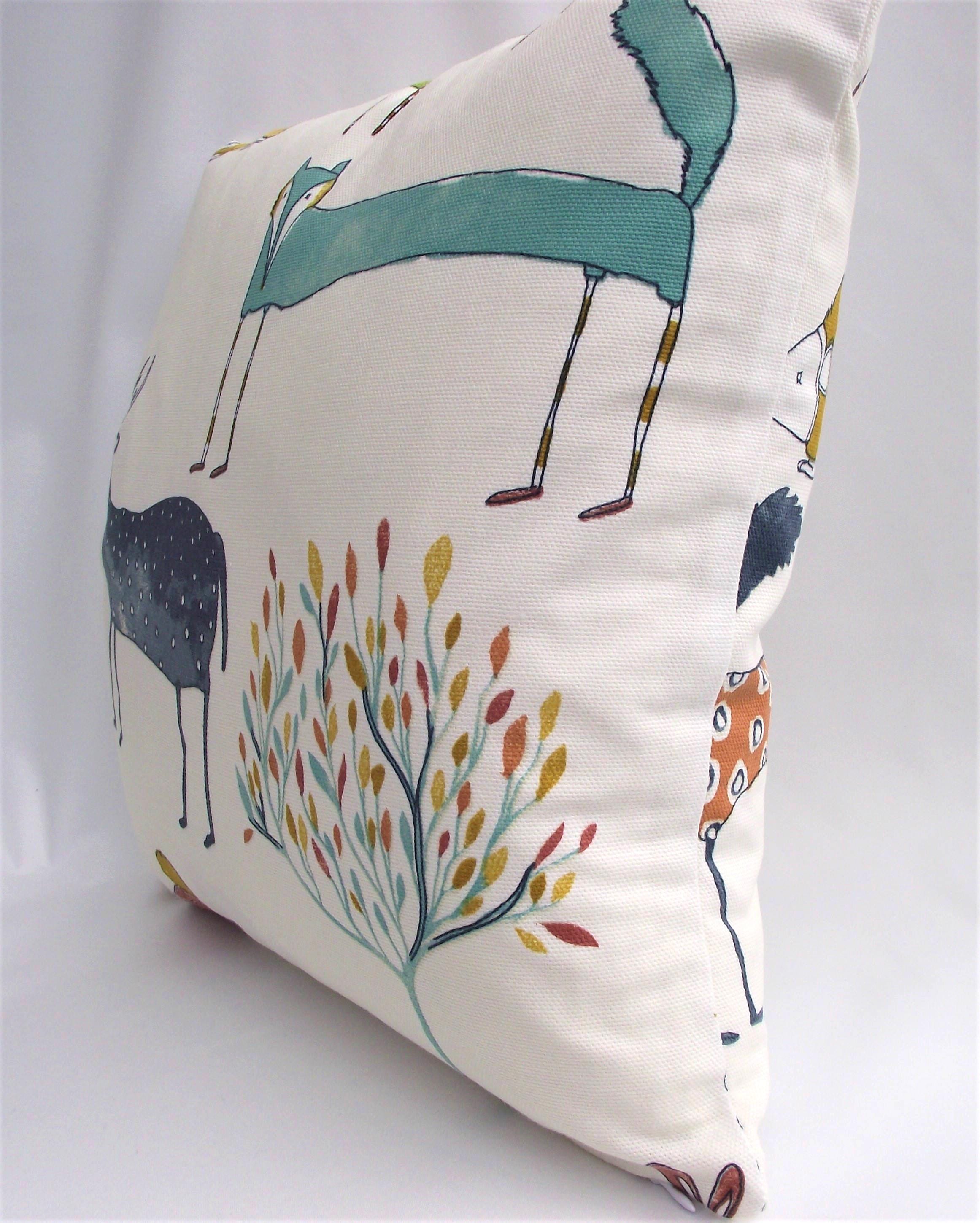 Woodland Animal Cushion : Oh My Deer : Handmade Small Cushion with Polyester Pad