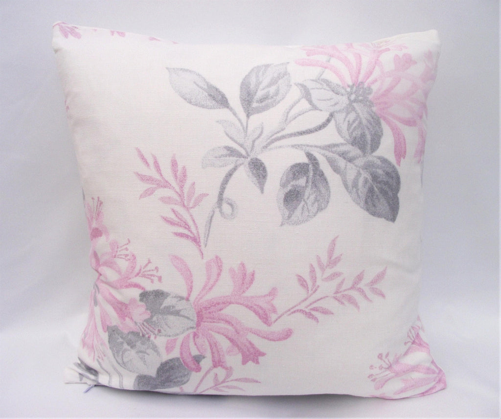 Handmade Laura Ashley Pink Floral Cushion: Honeysuckle Trail Pillow 16"