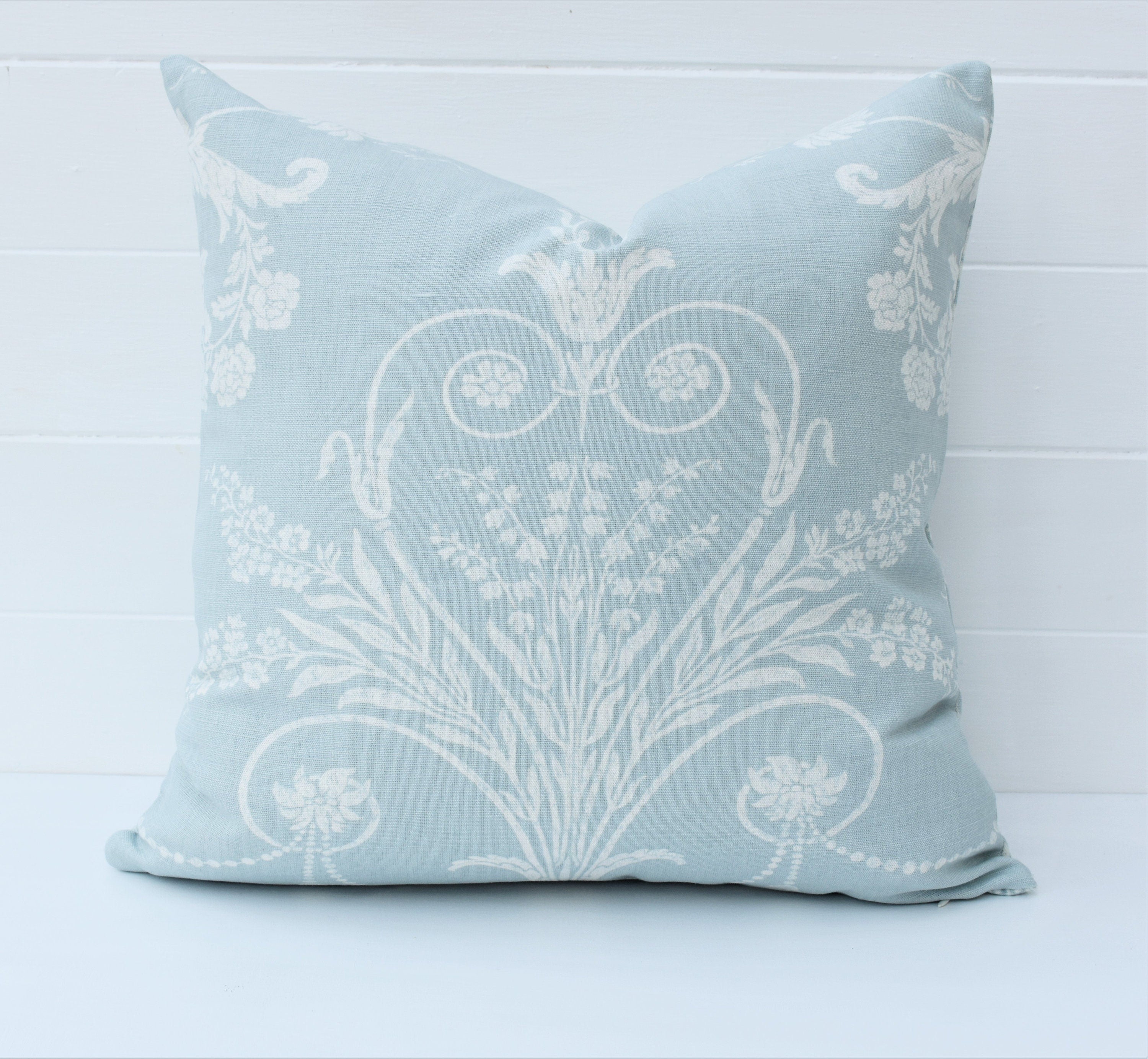 Laura Ashley Josette Duck Egg Cushion : Handmade Linen Blend with Zip Fastening 16"
